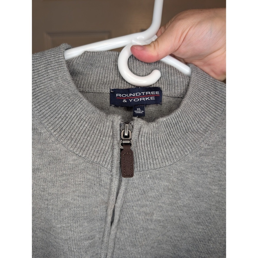 Club Room Mock Neck Long Sleeve Light Gray Quarter Zip Sweater Pullover Men's XL - Picture 4 of 6
